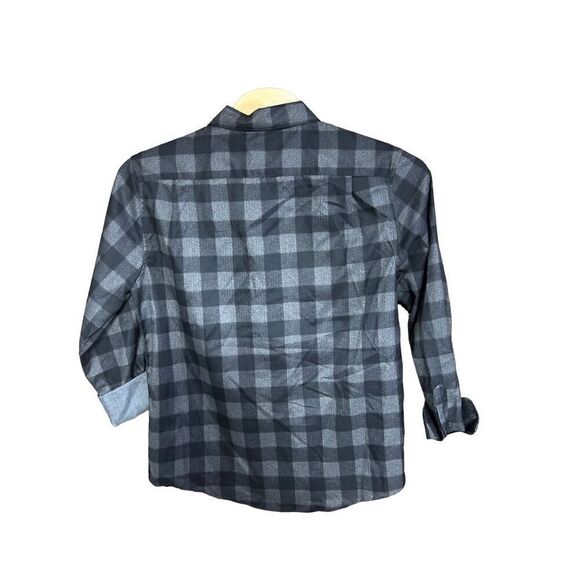 Saks Fifth Avenue Extra Large (XL) Grey and Black Plaid Long Sleeve Shirt - Picture 2 of 6
